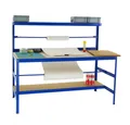 PROREGAL® Werkbank Packtisch Tiger Tragkraft 300kg 150x180x75cm Blau, Stabile Arbeitsbank Kommissionierungstisch Arbeitstisch für Lager