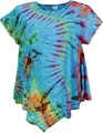 Batiktunika, Boho Strandtunika, Maxitunika, Übergröße - türkisblau