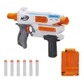 Nerf Modulus Mediator Blaster – feuert 6 Darts nacheinander ab, Pump-Action, Schnellfeuer, enthält 6-Dart Clip-Magazin und 6 Nerf Elite Darts