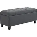 HOMCOM Sitzbank mit Stauraum Polyester Gummiholz Dunkelgrau 100 x 40 x 44 cm