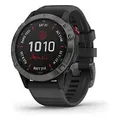 Garmin Fenix 6 47 mm grau am Silikonarmband schwarz [Pro Solar Edition]