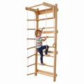 Sprossenwand Kletterwand Kinder-Kletterwand Turnleiter Klimmzugstange Holz