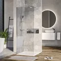 Duschabtrennung Walk-In Nano Echtglas EX101 - Klarglas - 8 mm - Ausziehbare Befestigungsstange - Breite wählbar, Breite Walk-In:800mm - Transparent