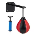 Relaxdays Punchingball, für Wandmontage, Kinder & Erwachsene, Training, Anti-Stress, Speedball mit Pumpe, schwarz/rot