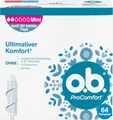 o.b. Tampons ProComfort Mini 64 Stk., für ultimativen Komfort mit SilkTouch Oberfläche und Dynamic Fit Technologie, 100 Prozent pflanzlich basierter Tamponkern