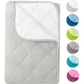 Microfaser Sommer Steppbett im Wende-Design 155x220 – OEKO-TEX weiß und hellgrau kochfest 95° Leichtsteppbett für heiße Tage / ohne Bezug ver... - Weiß