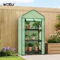 WOLTU Gewächshaus Treibhaus Foliengewächshaus mit 3 Regalen 70x131x50 cm Grün