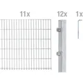 Metallzaun Grund-Set Doppelstabmatte feuerverzinkt 11 x 2 m x 1,4 m