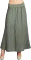 Caspar RO019 Damen Langer Maxi Sommer Leinenrock, Farbe:Oliv grün, Größe:L - DE40 UK12 IT44 ES42 US10