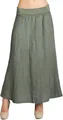 Caspar Faltenrock RO019 Damen langer Maxi Sommer Leinenrock mit figurfreundlichem Stretch Bund - Made in Italy, olivgrün