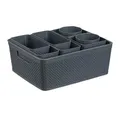 Relaxdays Schubladen Organizer 10-TLG. Set, Kunststoff Trennbox, grau