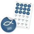 itenga Aufkleber 24x Sticker Fisch Danke (Motiv 33) 4cm Aufkleber Taufe Kommunion Konfi