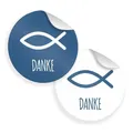 24x Sticker Fisch Danke Motiv 33 4cm Aufkleber Taufe Kommunion Konfirmation