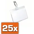 Durable - Namensschild 90 X 60 Mm (b X H) Inkl. Blanko Einsteckschildern Drehbarer Clip Transparent 25 St./pack.