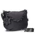 Zwei Damen Puffer Shoppertasche HANNAH HA140 mit Blumen- & Kettenanhänger, 7 Liter Volumen, Schultertasche mit verstellbarem Trageriemen, recyceltes Polyester (off-white) (black)