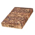 Teakhaus Butcher Block Schneidebrett Holz mit Saftrille extra dick | 52 x 36 x 6,4cm | FSC zertifiziertes, robustes Stirnholz Schneidebrett | Dickes Teak-Holzbrett Küche für glatte saubere Schnitte