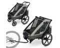 ABC Design Fahrradkinderanhänger Tour 2 - Olive, 3in1 Fahrrad Anhänger, Kinderwagen & Jogger für 2 Kinder bis 49 kg