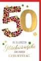 50. Geburtstag - Karte mit Umschlag - Marienkäfer - plastikfrei - unverpackt