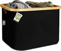 HENNEZ Wäschekorb, Aufbewahrungsbox aus Stoff ohne Deckel, 40 l, Nützlich für Regale und Schränke, Kallax-Körbe, Wäschekorb, Kleiderkorb, Bambus, faltbar