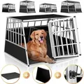 CADOCA® Hundetransportbox Aluminium Hundebox Kofferraum robust verschließbar trapezförmig XXL 97x90x70cm Reisebox Autobox Tiertransportbox - Silber