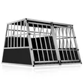 CADOCA® Hundetransportbox Aluminium Hundebox Kofferraum robust verschließbar trapezförmig XXL 97x90x70cm Reisebox Autobox Tiertransportbox