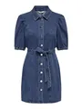 ONLY Damen Onlvibbe Ss Belt DNM Dress MBD Noos, Medium Blue Denim, XS