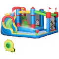 Outsunny Hüpfburg mit Gebläse Wasserrutsche, Trampolin, Kletterwand, für Kinder, (Wasserpark, 1-tlg., Wasserspielcenter), Bunt, 390 x 300 x 197 cm