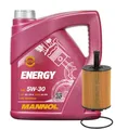 5 Liter 5W-30 Mannol ENERGY ACEA A3 B4 VW MB API SL CF + Ölfilter Motorölfilter