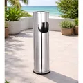 Mojawo® XL Outdoor Standaschenbecher Aschenbecher mit Mülleimer Chrom Windaschenbecher