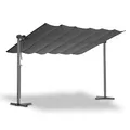 LECO-Standarte Waved – faltbares Sonnendach, 4 x 2,5 m Aluminium-Terrassenüberdachung inkl. Schutzhülle – Anthrazit
