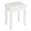 WOLTU Schminkhocker Landhaus, Hocker für Schminktisch, Sitzhocker Samt, Klavierhocker Kosmetikhocker, Polsterhocker für Schlafzimmer, 38x45x28.5 cm, Massivholzbeine, Weiß, MB6095ws