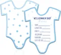 Friendly Fox Babyparty Ratespiel Willkommen Baby Junge, 12 Quiz Spiel Karten als Babyshower Spiel, Tippspiel Babyparty Junge, 13 x 10 cm