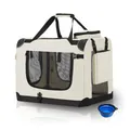 Juskys Hundetransportbox Lassie S (beige) faltbar mit Decke - 34x50x36 cm Hundetasche Hundebox