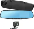Avizar, Dashcam Rückspiegel Vorder- und Rückseite HD 1080P 4 Zoll Bildschirm, Schwarz