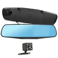 Dashcam Rückspiegel Vorder- und Rückseite HD 1080P 4 Zoll Bildschirm