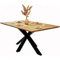 Esstisch Swiss Cant Adao Wildeiche 140x100 cm Tisch Schweizer Kante X-Gestell - Schwarz