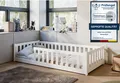 Kids Collective Kinderbett Bodenbett Bett mit Rausfallschutz & Lattenrost Montessori Bett Kinder (Jungen, Mädchen, Kinder, weitere Größen 80x160, 120x200, 140x200 cm), Jugendbett Einzelbett optional mit Matratze, weiß Kiefer 90 x 200 cm