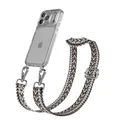 EAZY CASE Handykette - Verstellbares Taschenband kompatibel mit iPhone 17 Pro, Schulterriemen, Handykordel mit Silikon Hülle, Umhängetasche, Grau Schwarz Silber