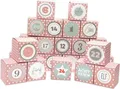DIY Adventskalender Vorfreude zum Befüllen,24 Faltschachteln rosa weiße Sterne 7x7x7cm (gefaltet), XL Ziffern pastell/Weihnachten, Aufkleber, Würfelbox, Faltverpackung, Schachteln