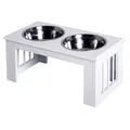 PawHut Futternapf, Edelstahl, Länge: 58,4 cm - weiss