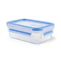 EMSA Clip & Close Frischhaltedose, rechteckig, 0,55 L, Aufbewahrungsbox, 100 Prozent dicht, spülmaschinen-, gefrier-, mikrowellenfest, Transparent, Blau, Made in Germany, 508538