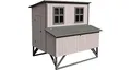 Flamingo Hühnerstall Cosmo Cottage Grau – 120 cm L x 99 cm B x 120 cm H, Plexiglasfenster, 4 Legenester, Laufsteg und 2 Sitzstangen – Pure Verwöhnung für Ihre Hühner!
