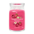Yankee Candle Signature Duftkerze ; große Kerze mit langer Brenndauer „Red Raspberry“ ; Soja-Wachs-Mix