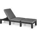 Keter Daytona Deluxe Sonnenliege für Garten, Terrasse & Balkon mit verstellbarem Kopfteil, grau, inkl. Auflage - Grau