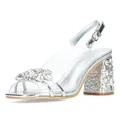 Laura Vita Damen Sandalette in Silber durchscheinend mit Perlen MARLEN-03, Größe:41 EU, Farbe:Silber