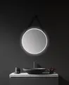 Talos White Light runder Badspiegel Ø 50 cm – Wandspiegel in matt weiß – Badezimmerspiegel mit hochwertigem Aluminiumrahmen – Spiegel mit austauschbarer LED-Beleuchtung für Bad