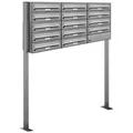 AL Briefkastensysteme 14 Fächer Premium Edelstahl Stand Briefkasten Anlage für Post A4 modern, robust, wetterfest, Artikelnummer: 132T14S3