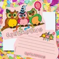 6 EINLADUNGSKARTEN EULE Eulen Einladung Kindergeburtstag Kinder Party Wald Tiere
