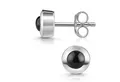 Materia Paar Ohrstecker Onyx Edelstein Ohrringe Schwarz rund SO-207, 925 Sterling Silber