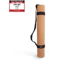 Yogamatte Pro aus Kork, extra lang und breit, 200 x 66 cm, inkl. Tragegurt und Yogatasche - Naturbelassen